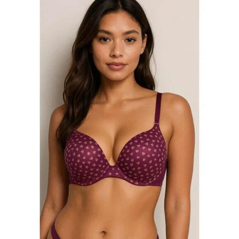NWT Victoria's Secret Demi Lace Bra Underwire Purple Gold Overlay